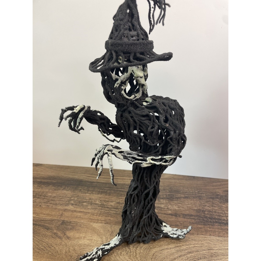 Halloween Witch 12" Figure Glow in the Dark Face Hands Wire Feel Wicker - Picture 6 of 8